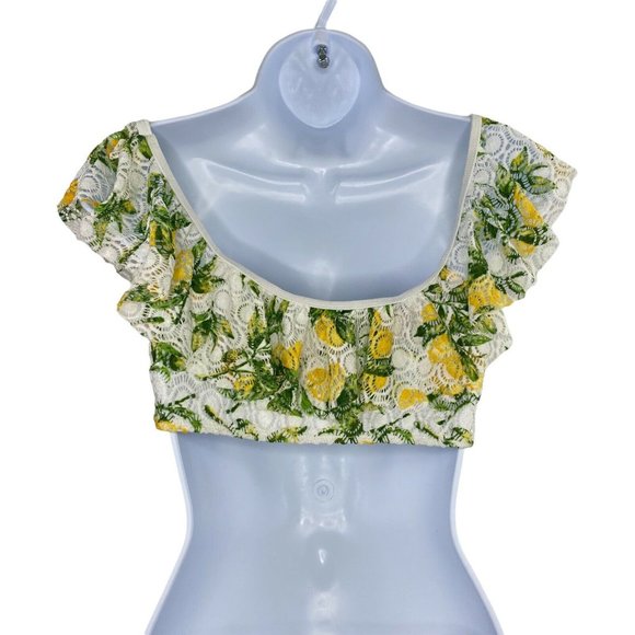 Cabana Del Sol Women’s Lemon Twist Bikini - Lace Over -Off Shoulder Size L - NWT - Picture 6 of 11